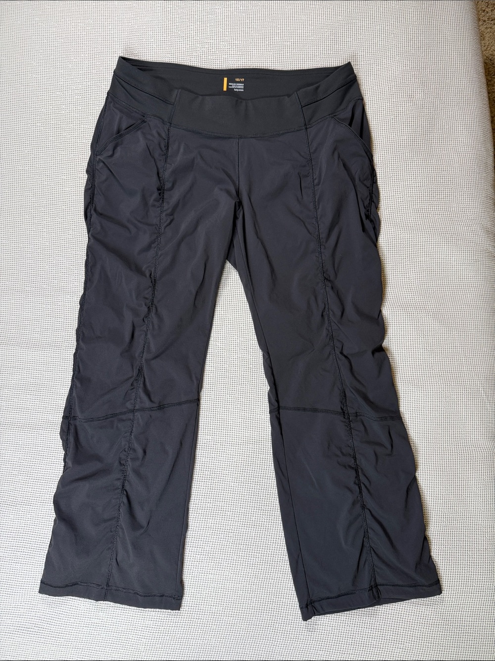 Lucy Black Ruched Joggers with Wide Waistband Cinchable Ankles 1X